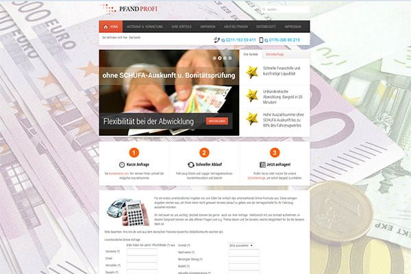 Website of the company Pfandprofi GmbH