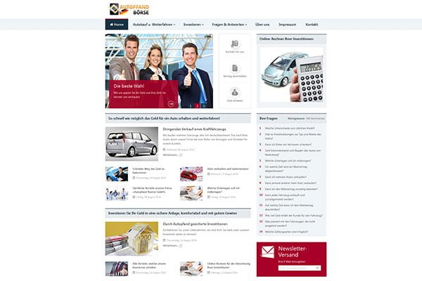 Website of the company Autopfandboerse GmbH