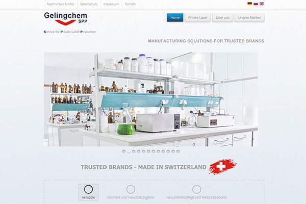 Website of the company Gelingchem GmbH & Co. KG