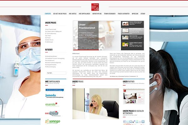 Website of the dental practice Dentalia