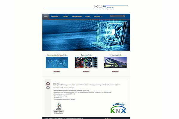 Website of the company KDSTECHNIK GmbH & Co. KG